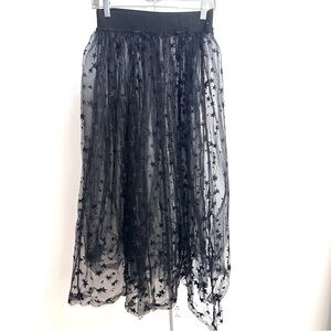 Hot & Delicious Black Starry tulle Maxi Skirt